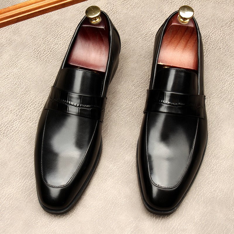 Men's Croc Detail Dress Shoes: Stylish Pointed Toe Wedding Loafersyes