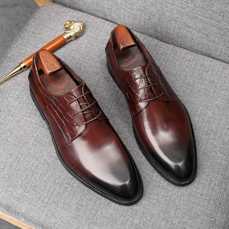Men's Croc - Embossed Derby Shoes: Stylish Formal Business Dress Shoesyes