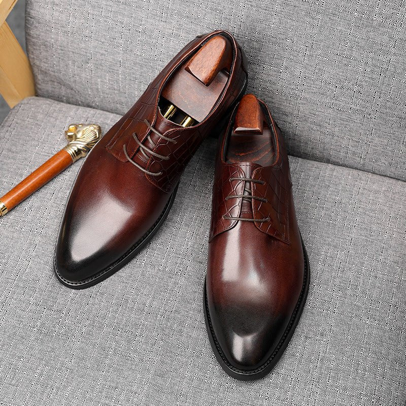 Men's Croc - Embossed Derby Shoes: Stylish Formal Business Dress Shoesyes