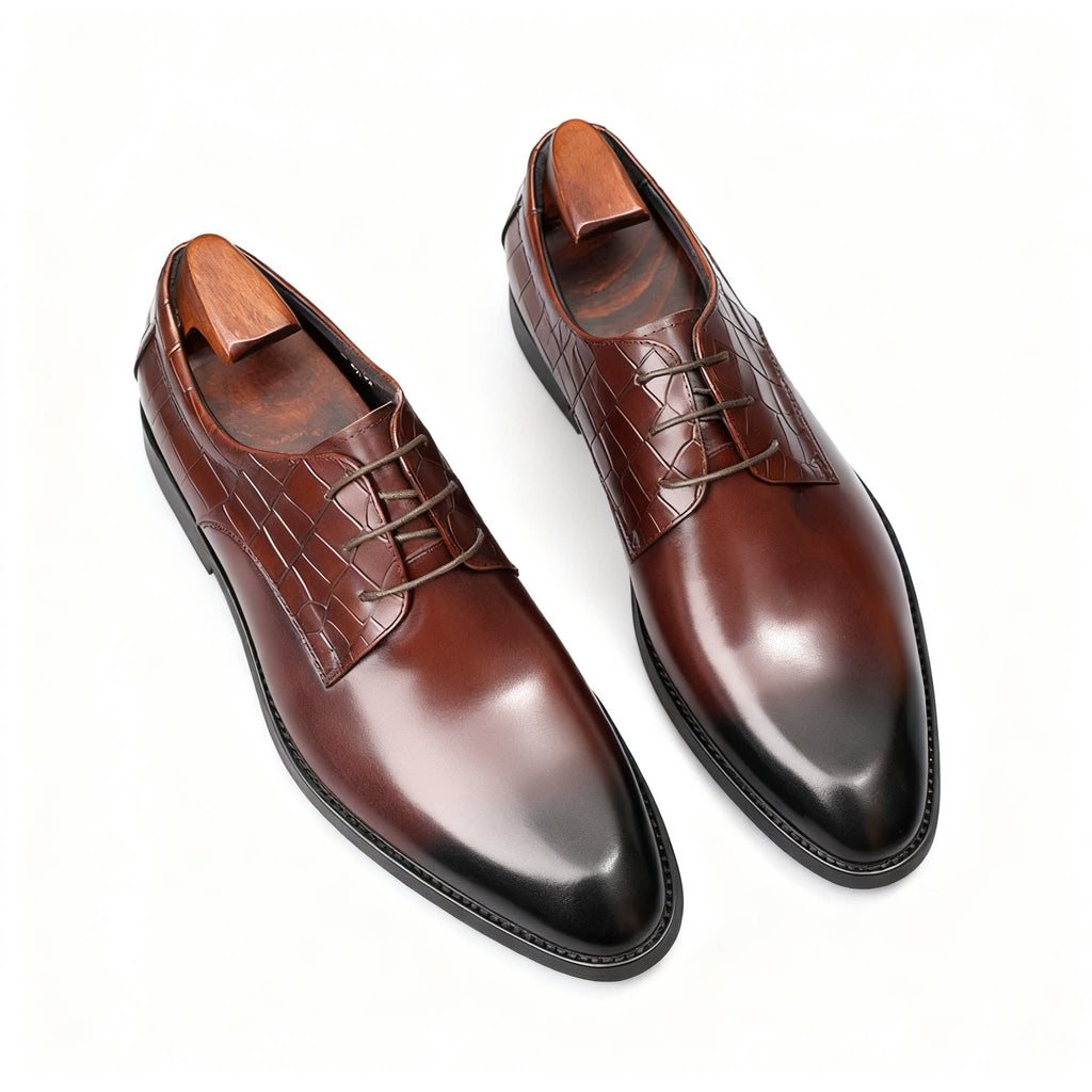 Men's Croc - Embossed Derby Shoes: Stylish Formal Business Dress Shoesyes