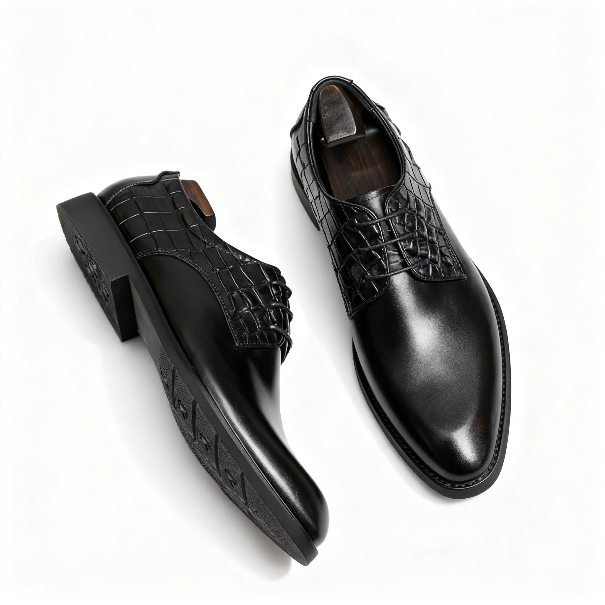 Men's Croc - Embossed Derby Shoes: Stylish Formal Business Dress Shoesyes