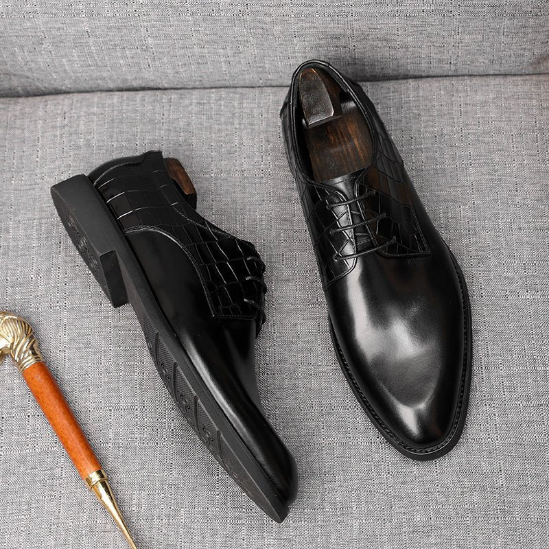 Men's Croc - Embossed Derby Shoes: Stylish Formal Business Dress Shoesyes