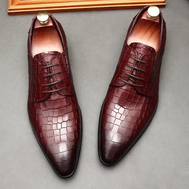 Men's Croc Embossed Derby: Stylish Party & Prom Formal Dress Shoesyes