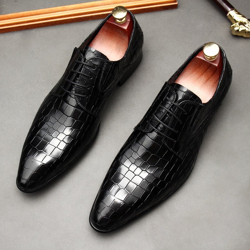 Men's Croc Embossed Derby: Stylish Party & Prom Formal Dress Shoesyes