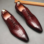 Men's Croc Embossed Derby: Stylish Party & Prom Formal Dress Shoesyes