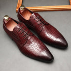 Men's Croc Embossed Derby: Stylish Party & Prom Formal Dress Shoesyes