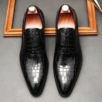 Men's Croc Embossed Derby: Stylish Party & Prom Formal Dress Shoesyes
