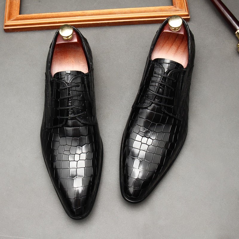 Men's Croc Embossed Derby: Stylish Party & Prom Formal Dress Shoesyes