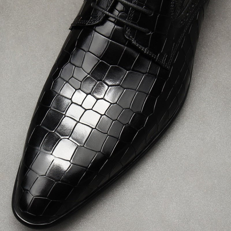 Men's Croc Embossed Derby: Stylish Party & Prom Formal Dress Shoesyes