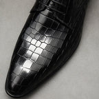 Men's Croc Embossed Derby: Stylish Party & Prom Formal Dress Shoesyes