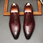 Men's Croc Embossed Derby: Stylish Party & Prom Formal Dress Shoesyes