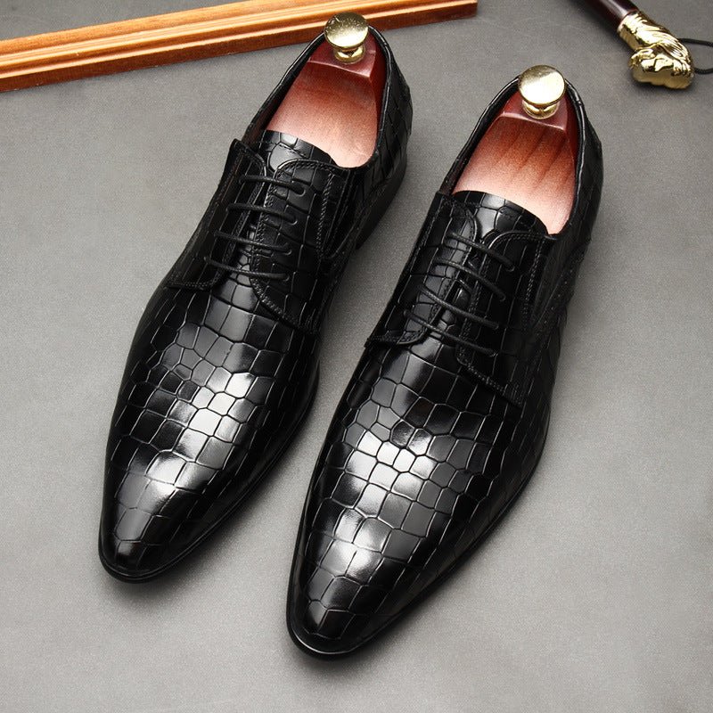 Men's Croc Embossed Derby: Stylish Party & Prom Formal Dress Shoesyes
