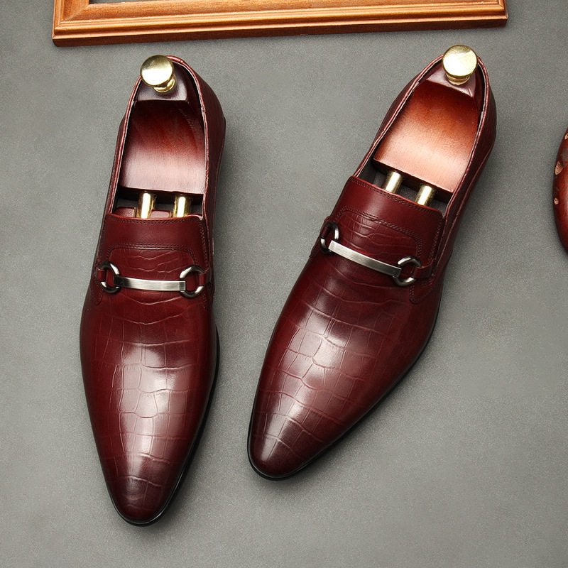 Men's Croc Embossed Dress Shoes: Stylish Wedding Pointed Bit Loafersyes