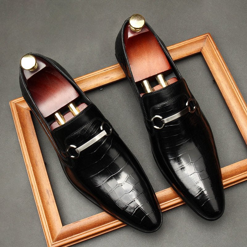 Men's Croc Embossed Dress Shoes: Stylish Wedding Pointed Bit Loafersyes