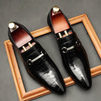 Men's Croc Embossed Dress Shoes: Stylish Wedding Pointed Bit Loafersyes