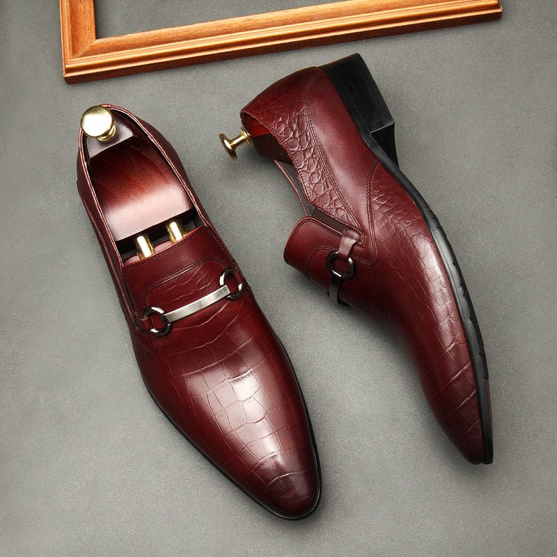 Men's Croc Embossed Dress Shoes: Stylish Wedding Pointed Bit Loafersyes