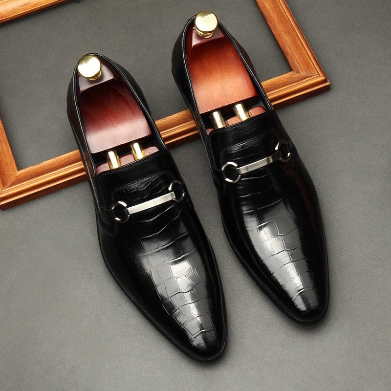 Men's Croc Embossed Dress Shoes: Stylish Wedding Pointed Bit Loafersyes