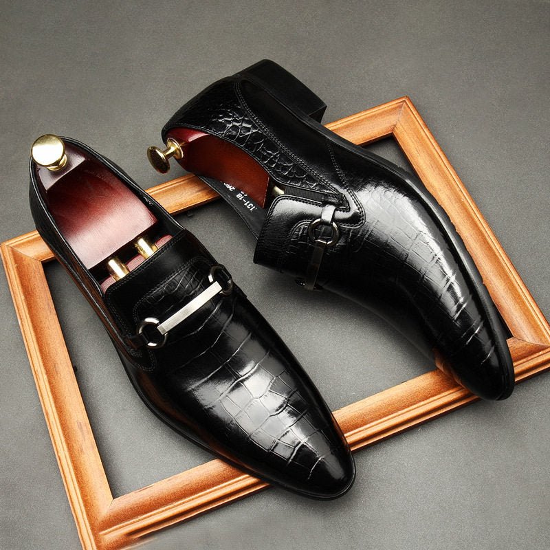 Men's Croc Embossed Dress Shoes: Stylish Wedding Pointed Bit Loafersyes