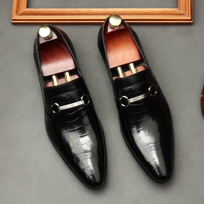 Men's Croc Embossed Dress Shoes: Stylish Wedding Pointed Bit Loafersyes