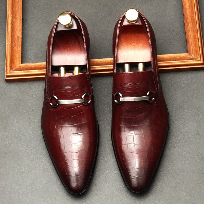 Men's Croc Embossed Dress Shoes: Stylish Wedding Pointed Bit Loafersyes