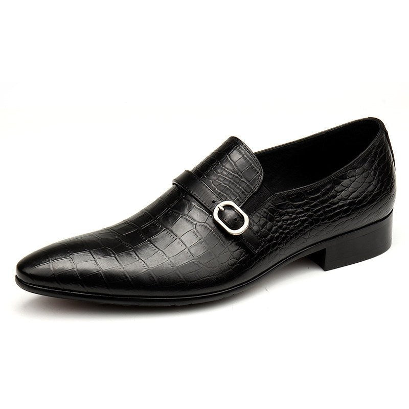 Men's Croc Embossed Formal Loafers: Stylish Pointed Toe Wedding Dress Shoesyes