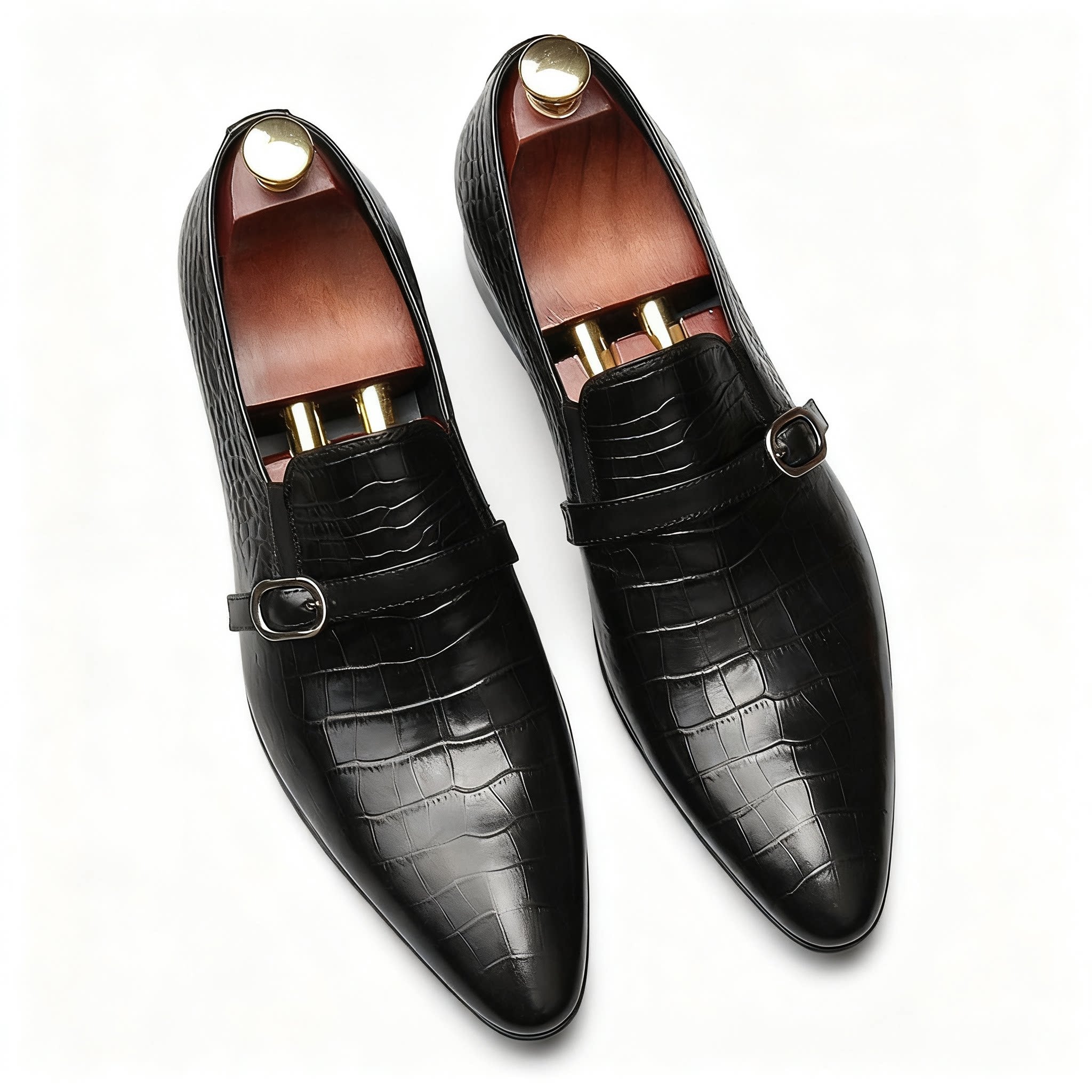 Men's Croc Embossed Formal Loafers: Stylish Pointed Toe Wedding Dress Shoesyes