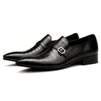 Men's Croc Embossed Formal Loafers: Stylish Pointed Toe Wedding Dress Shoesyes