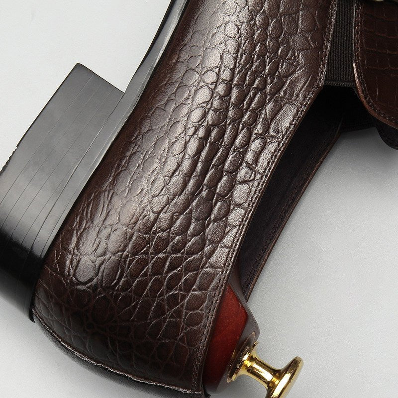 Men's Croc Embossed Formal Loafers: Stylish Pointed Toe Wedding Dress Shoesyes