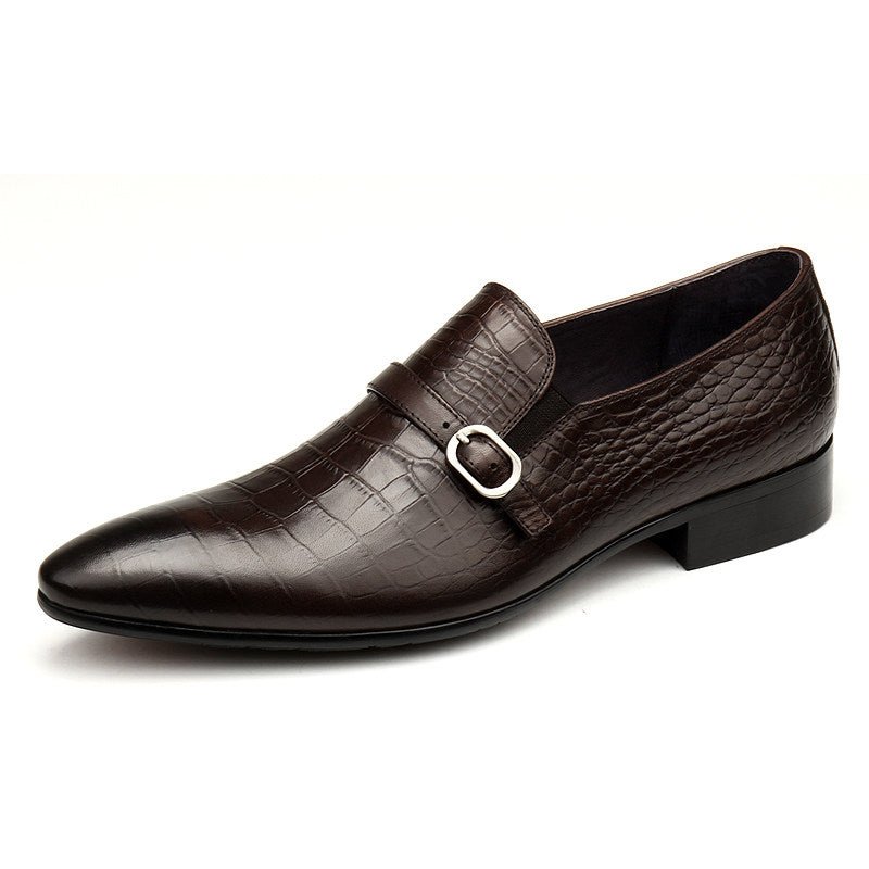 Men's Croc Embossed Formal Loafers: Stylish Pointed Toe Wedding Dress Shoesyes