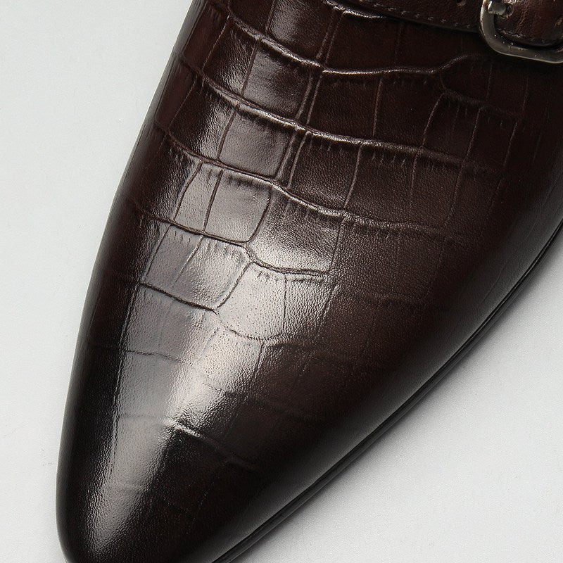 Men's Croc Embossed Formal Loafers: Stylish Pointed Toe Wedding Dress Shoesyes