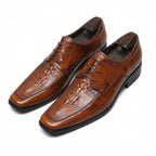 Men's Croc - Embossed Square Toe Derby Shoes: Luxury Business Formal Dress Shoesyes