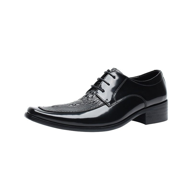 Men's Croc - Embossed Square Toe Derby Shoes: Luxury Business Formal Dress Shoesyes