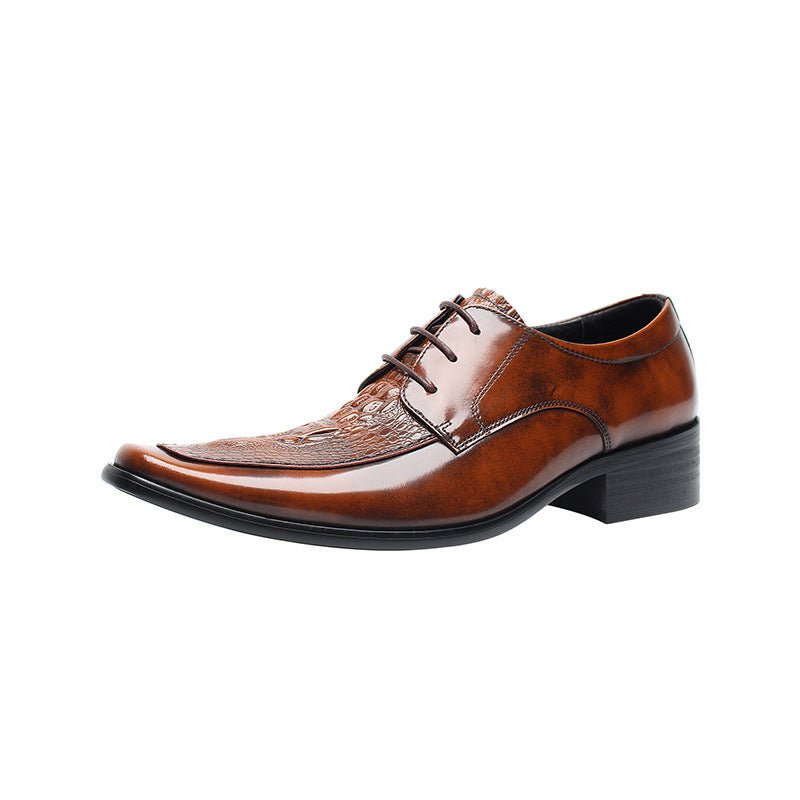 Men's Croc - Embossed Square Toe Derby Shoes: Luxury Business Formal Dress Shoesyes