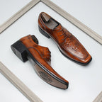 Men's Croc - Embossed Square Toe Derby Shoes: Luxury Business Formal Dress Shoesyes