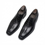 Men's Croc - Embossed Square Toe Derby Shoes: Luxury Business Formal Dress Shoesyes