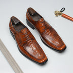 Men's Croc - Embossed Square Toe Derby Shoes: Luxury Business Formal Dress Shoesyes