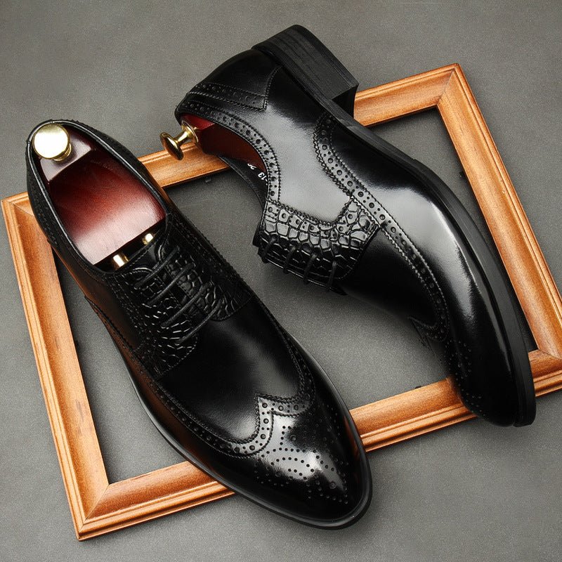 Men's Croc Patchwork Brogue Derby: Stylish Groomsmen Wedding Shoesyes