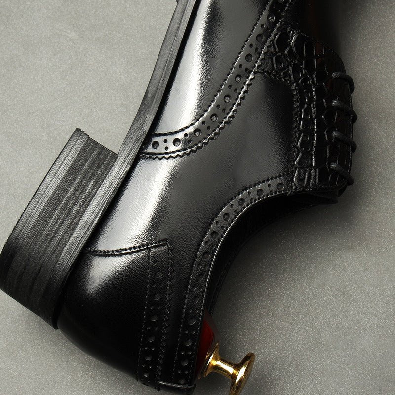 Men's Croc Patchwork Brogue Derby: Stylish Groomsmen Wedding Shoesyes