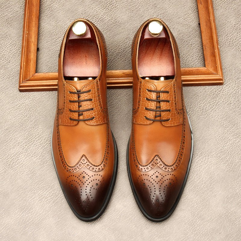Men's Croc Patchwork Brogue Derby: Stylish Groomsmen Wedding Shoesyes