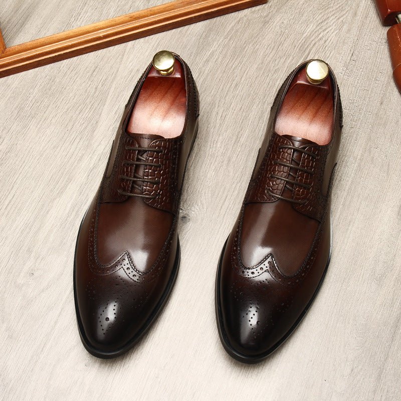Men's Croc Patchwork Brogue Derby: Stylish Groomsmen Wedding Shoesyes