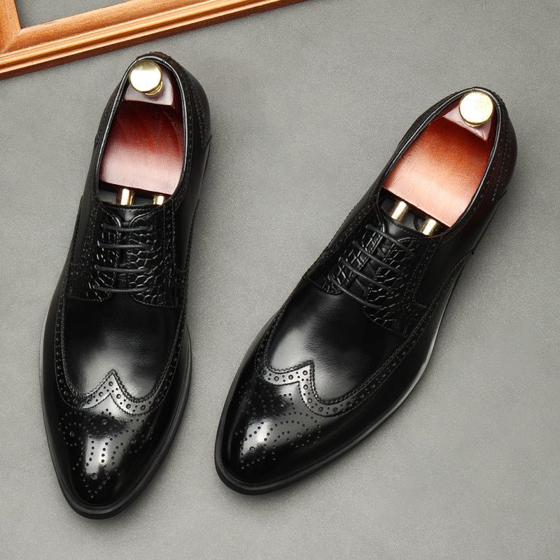 Men's Croc Patchwork Brogue Derby: Stylish Groomsmen Wedding Shoesyes