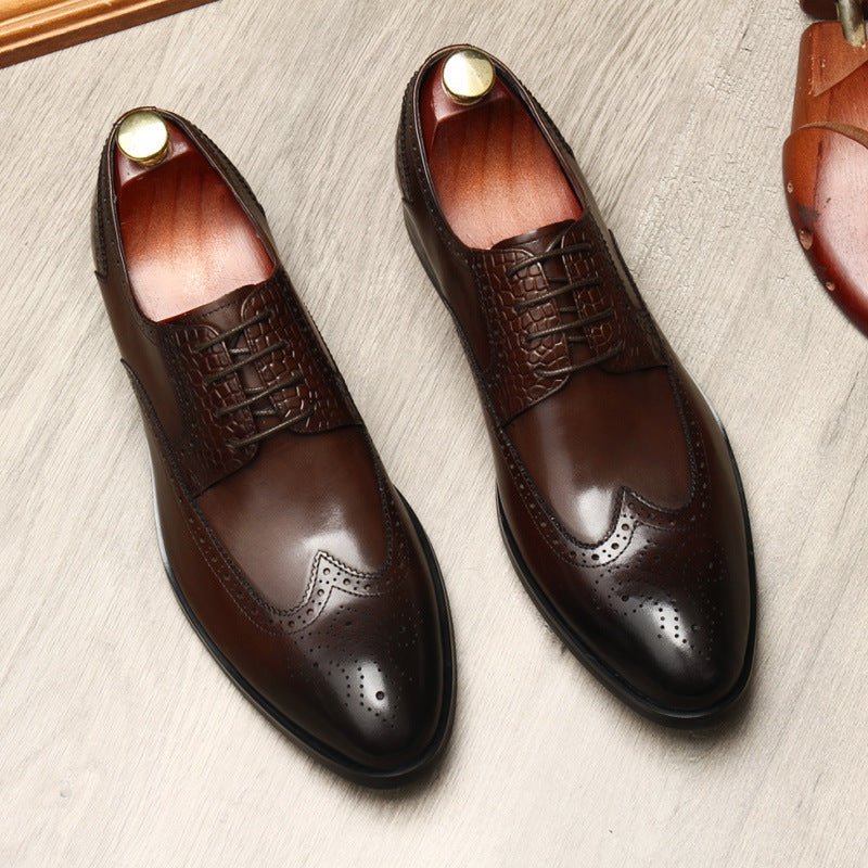 Men's Croc Patchwork Brogue Derby: Stylish Groomsmen Wedding Shoesyes