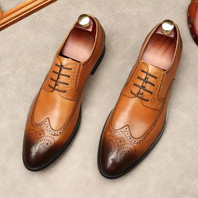 Men's Croc Patchwork Brogue Derby: Stylish Groomsmen Wedding Shoesyes