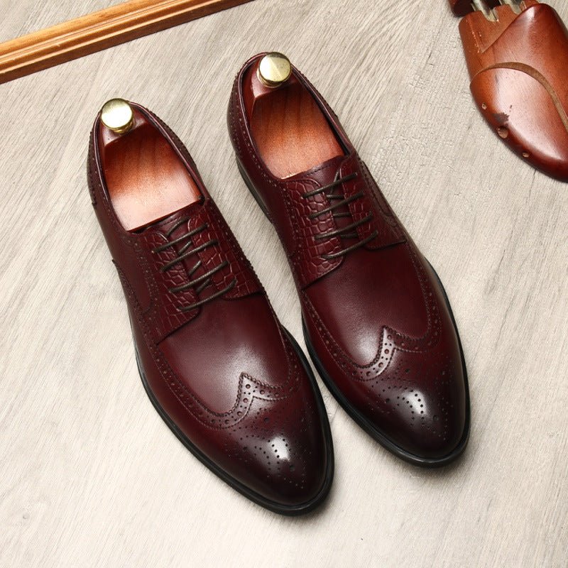 Men's Croc Patchwork Brogue Derby: Stylish Groomsmen Wedding Shoesyes