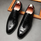 Men's Croc Patchwork Brogue Derby: Stylish Wedding Formal Shoesyes