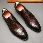 Men's Croc Patchwork Brogue Derby: Stylish Wedding Formal Shoesyes