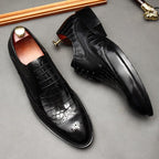 Men's Croc Patchwork Brogue Derby: Stylish Wedding Formal Shoesyes