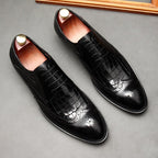 Men's Croc Patchwork Brogue Derby: Stylish Wedding Formal Shoesyes