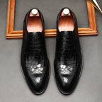 Men's Croc Patchwork Brogue Derby: Stylish Wedding Formal Shoesyes