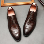Men's Croc Patchwork Brogue Derby: Stylish Wedding Formal Shoesyes